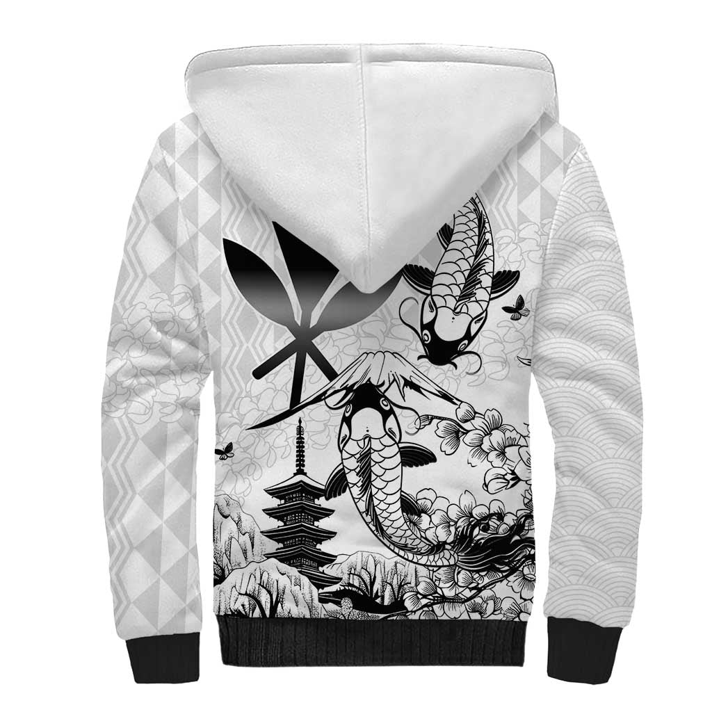 Japan And Hawaii Sherpa Hoodie Sakura Koi Fish Hawaiian Lei Kanaka LT14 - Polynesian Pride