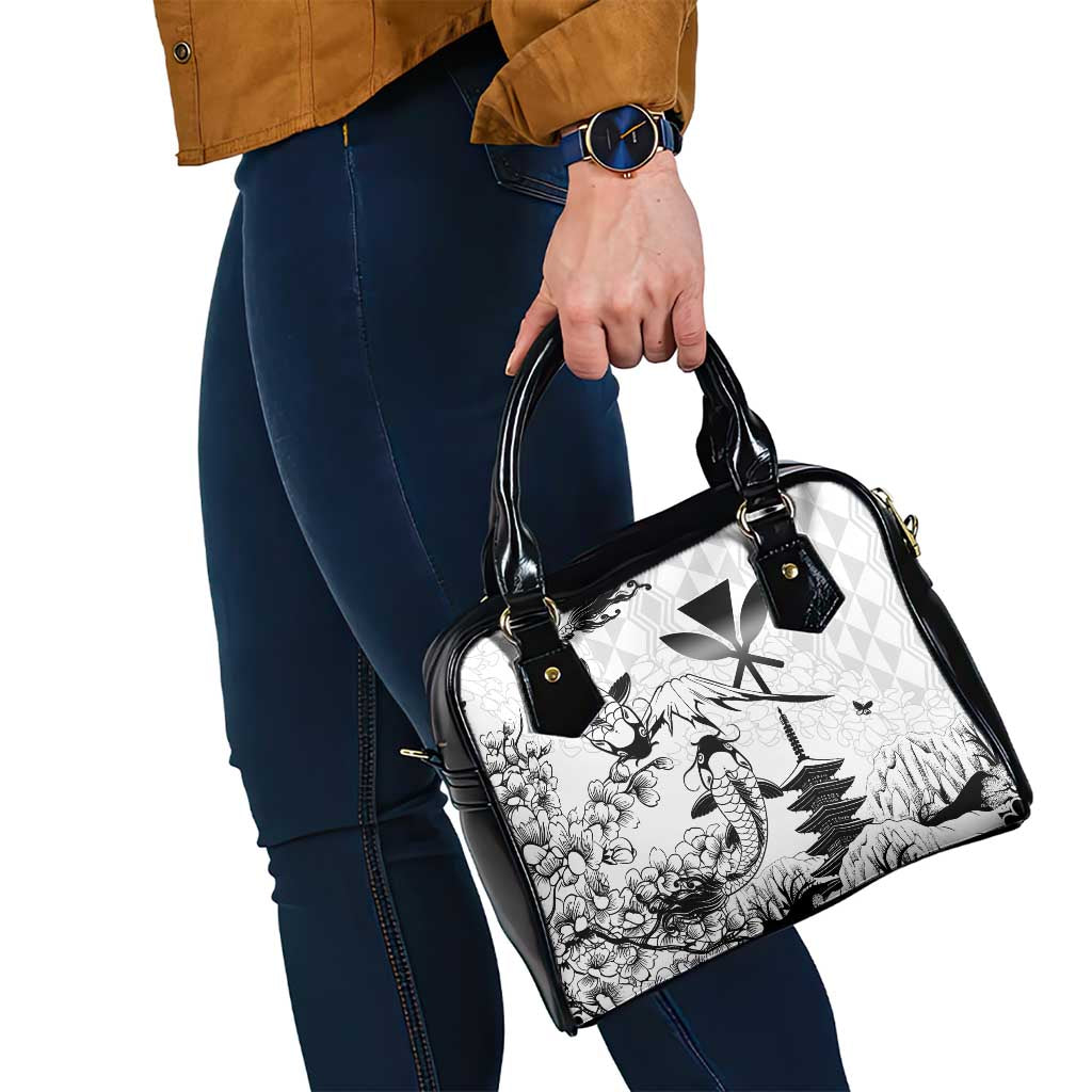 Japan And Hawaii Shoulder Handbag Sakura Koi Fish Hawaiian Lei Kanaka - Polynesian Pride