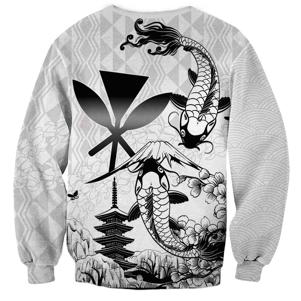Japan And Hawaii Sweatshirt Sakura Koi Fish Hawaiian Lei Kanaka - Polynesian Pride