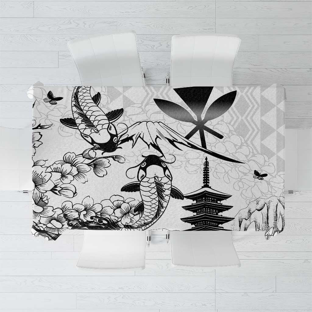 Japan And Hawaii Tablecloth Sakura Koi Fish Hawaiian Lei Kanaka - Polynesian Pride