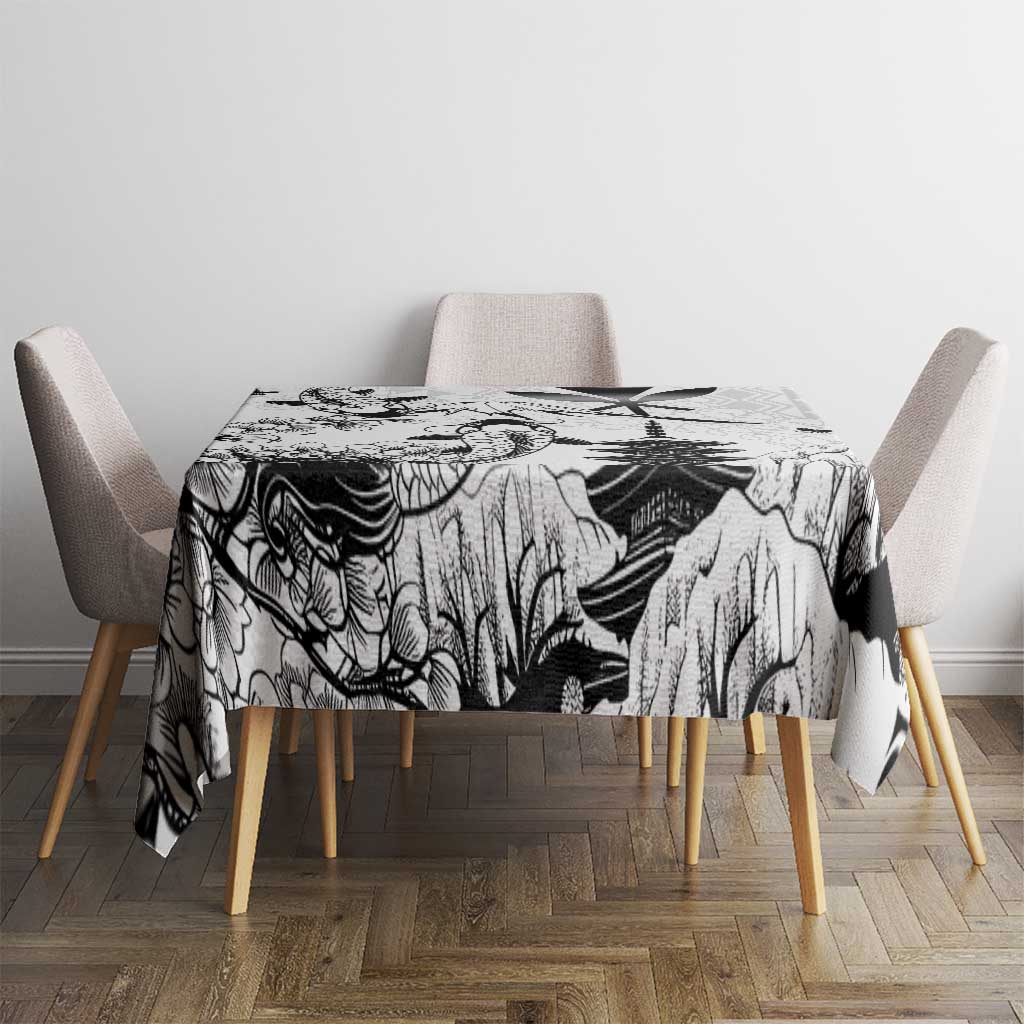 Japan And Hawaii Tablecloth Sakura Koi Fish Hawaiian Lei Kanaka - Polynesian Pride