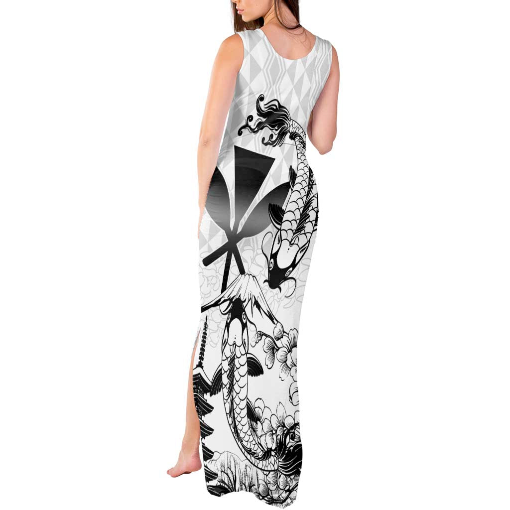 Japan And Hawaii Tank Maxi Dress Sakura Koi Fish Hawaiian Lei Kanaka - Polynesian Pride