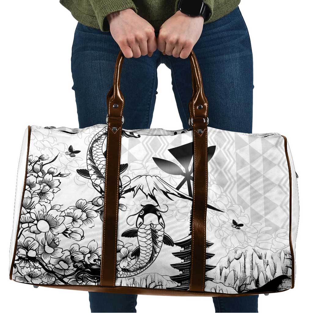 Japan And Hawaii Travel Bag Sakura Koi Fish Hawaiian Lei Kanaka - Polynesian Pride