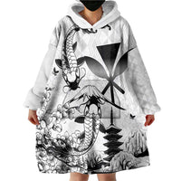 Japan And Hawaii Wearable Blanket Hoodie Sakura Koi Fish Hawaiian Lei Kanaka LT14 - Polynesian Pride