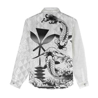 Japan And Hawaii Women Casual Shirt Sakura Koi Fish Hawaiian Lei Kanaka - Polynesian Pride