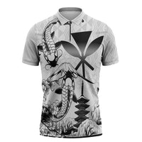 Japan And Hawaii Zipper Polo Shirt Sakura Koi Fish Hawaiian Lei Kanaka - Polynesian Pride