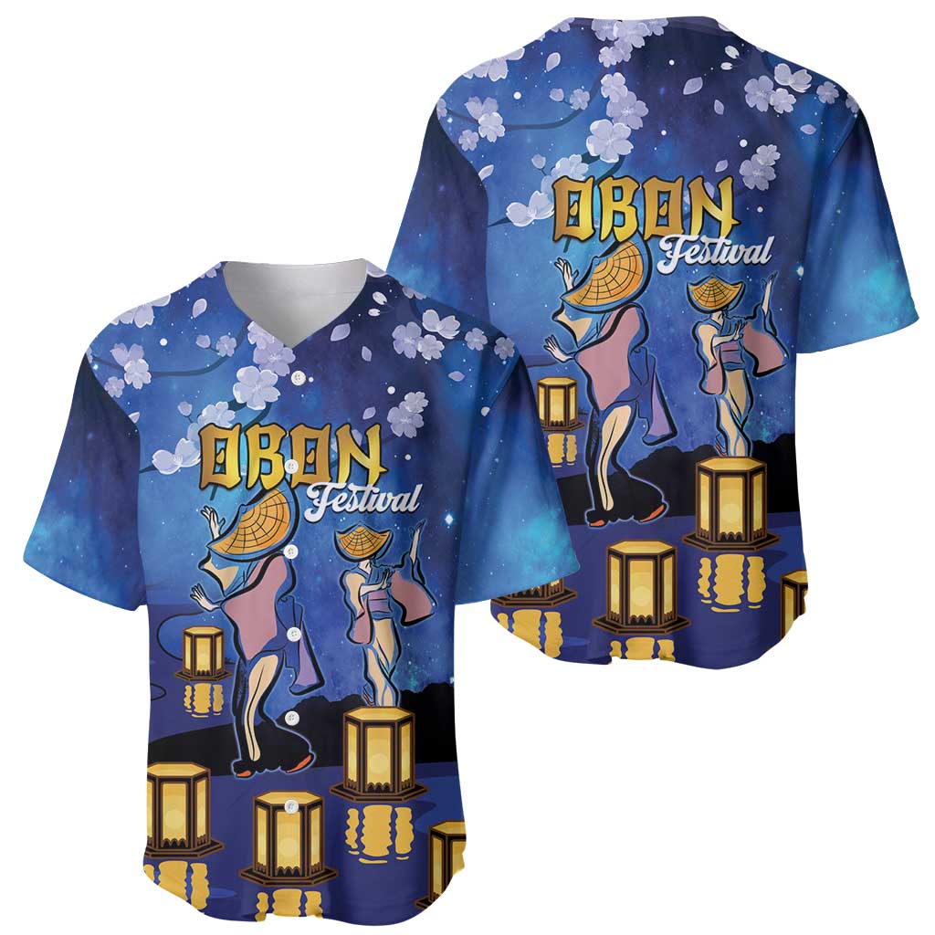 Japan Obon Festival Baseball Jersey Sakura Lanterns With Bon Dance - Polynesian Pride