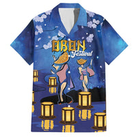 Japan Obon Festival Family Matching Off The Shoulder Long Sleeve Dress and Hawaiian Shirt Sakura Lanterns With Bon Dance - Polynesian Pride