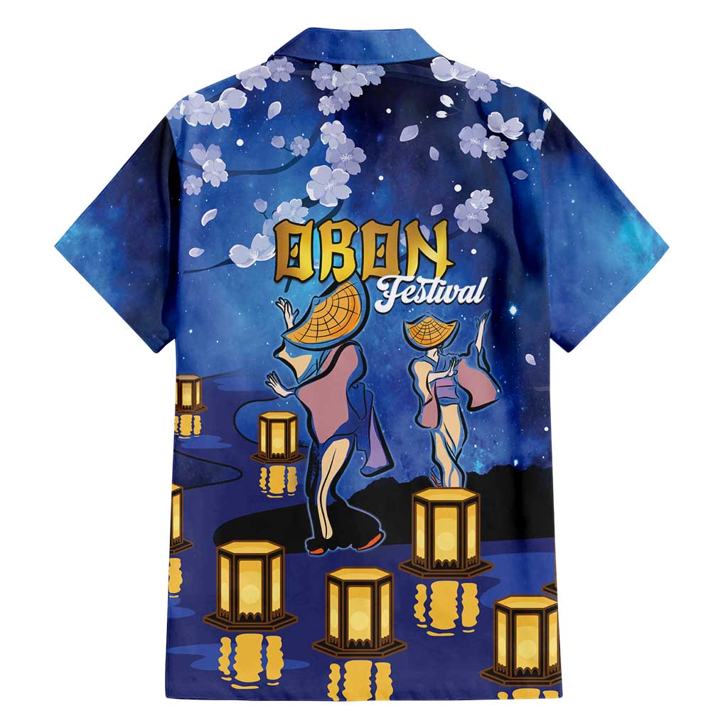 Japan Obon Festival Family Matching Off Shoulder Maxi Dress and Hawaiian Shirt Sakura Lanterns With Bon Dance - Polynesian Pride