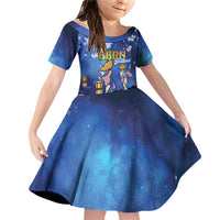 Japan Obon Festival Family Matching Off Shoulder Short Dress and Hawaiian Shirt Sakura Lanterns With Bon Dance - Polynesian Pride