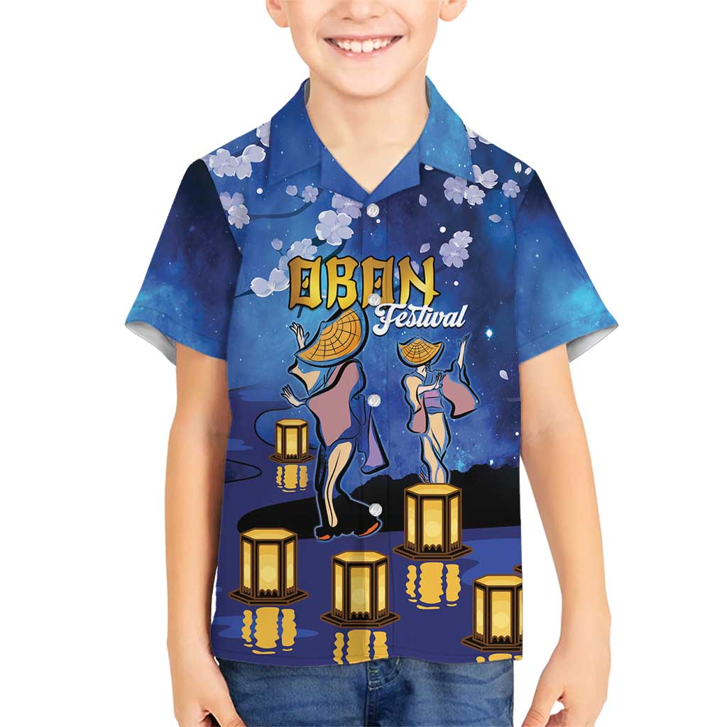 Japan Obon Festival Family Matching Tank Maxi Dress and Hawaiian Shirt Sakura Lanterns With Bon Dance - Polynesian Pride