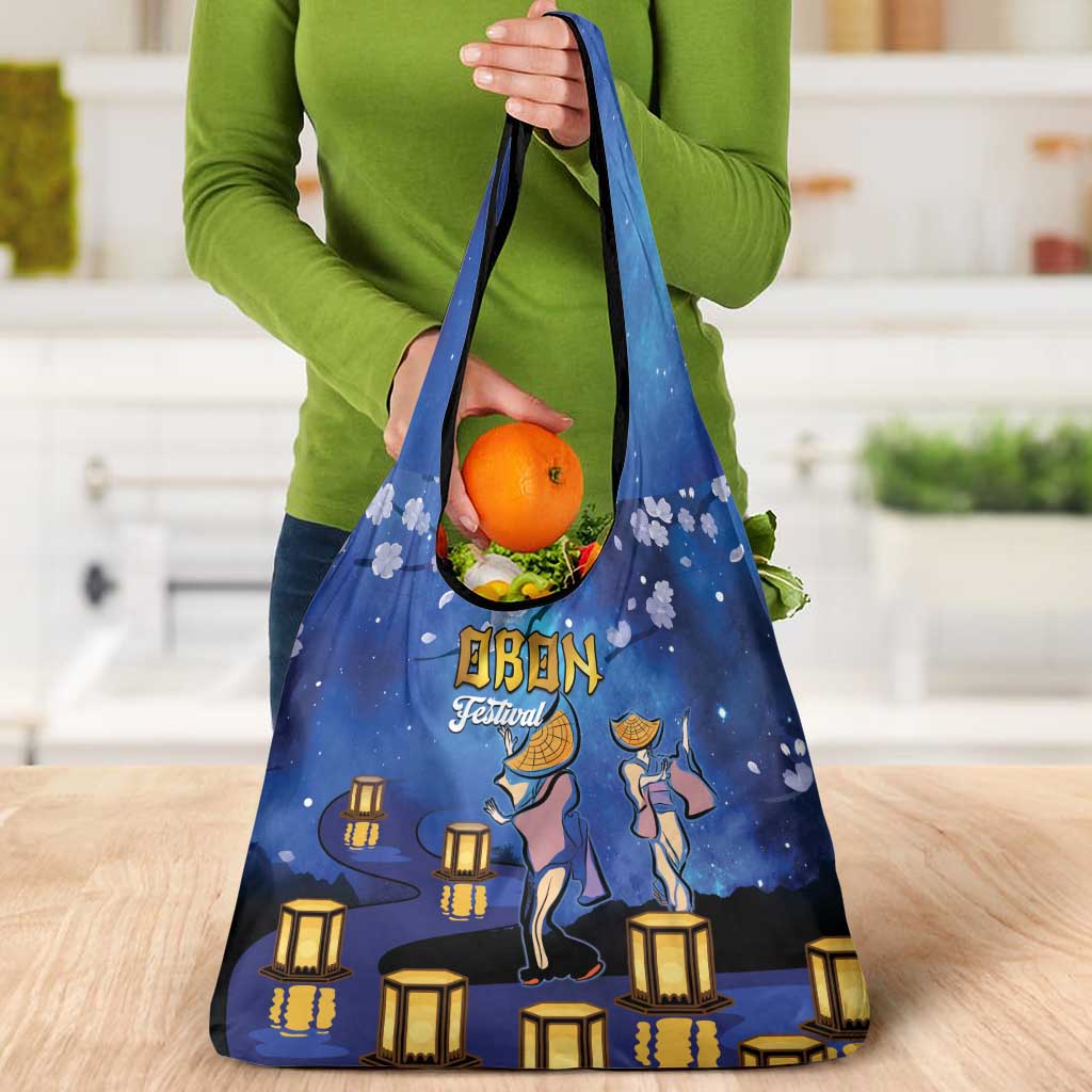 Japan Obon Festival Grocery Bag Sakura Lanterns With Bon Dance - Polynesian Pride