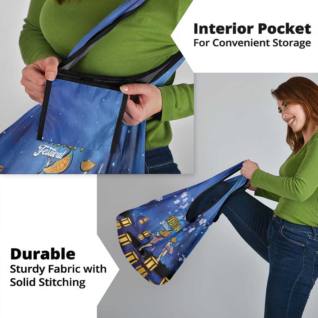 Japan Obon Festival Grocery Bag Sakura Lanterns With Bon Dance - Polynesian Pride