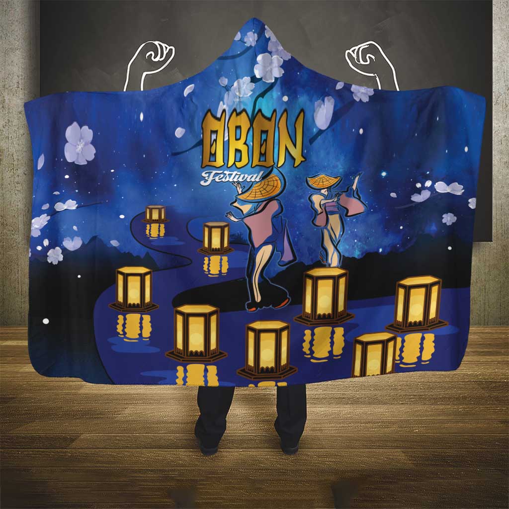 Japan Obon Festival Hooded Blanket Sakura Lanterns With Bon Dance - Polynesian Pride