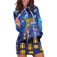 Japan Obon Festival Hoodie Dress Sakura Lanterns With Bon Dance LT14 Blue - Polynesian Pride