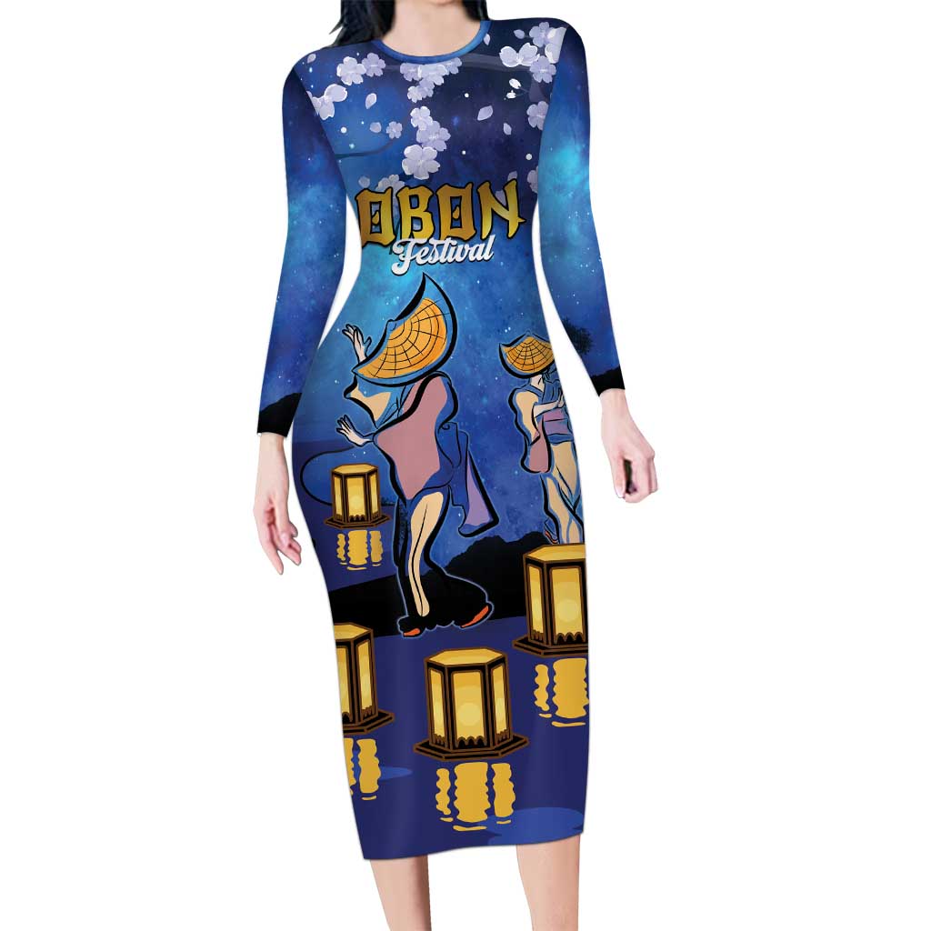Japan Obon Festival Long Sleeve Bodycon Dress Sakura Lanterns With Bon Dance - Polynesian Pride Japan Obon Festival Long Sleeve Bodycon Dress Sakura Lanterns With Bon Dance - Polynesian Pride