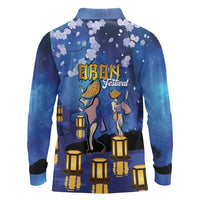Japan Obon Festival Long Sleeve Polo Shirt Sakura Lanterns With Bon Dance LT14 - Polynesian Pride