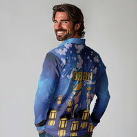 Japan Obon Festival Long Sleeve Polo Shirt Sakura Lanterns With Bon Dance LT14 - Polynesian Pride