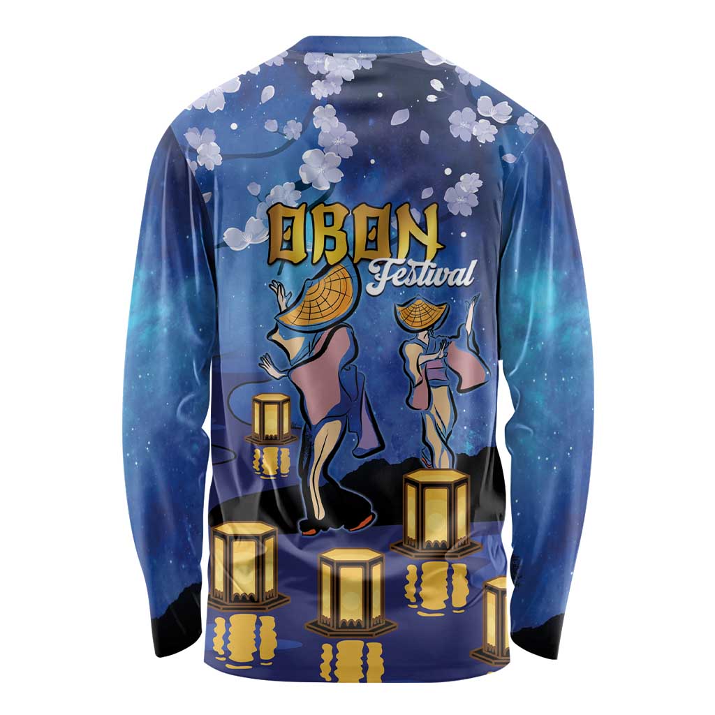Japan Obon Festival Long Sleeve Shirt Sakura Lanterns With Bon Dance LT14 - Polynesian Pride