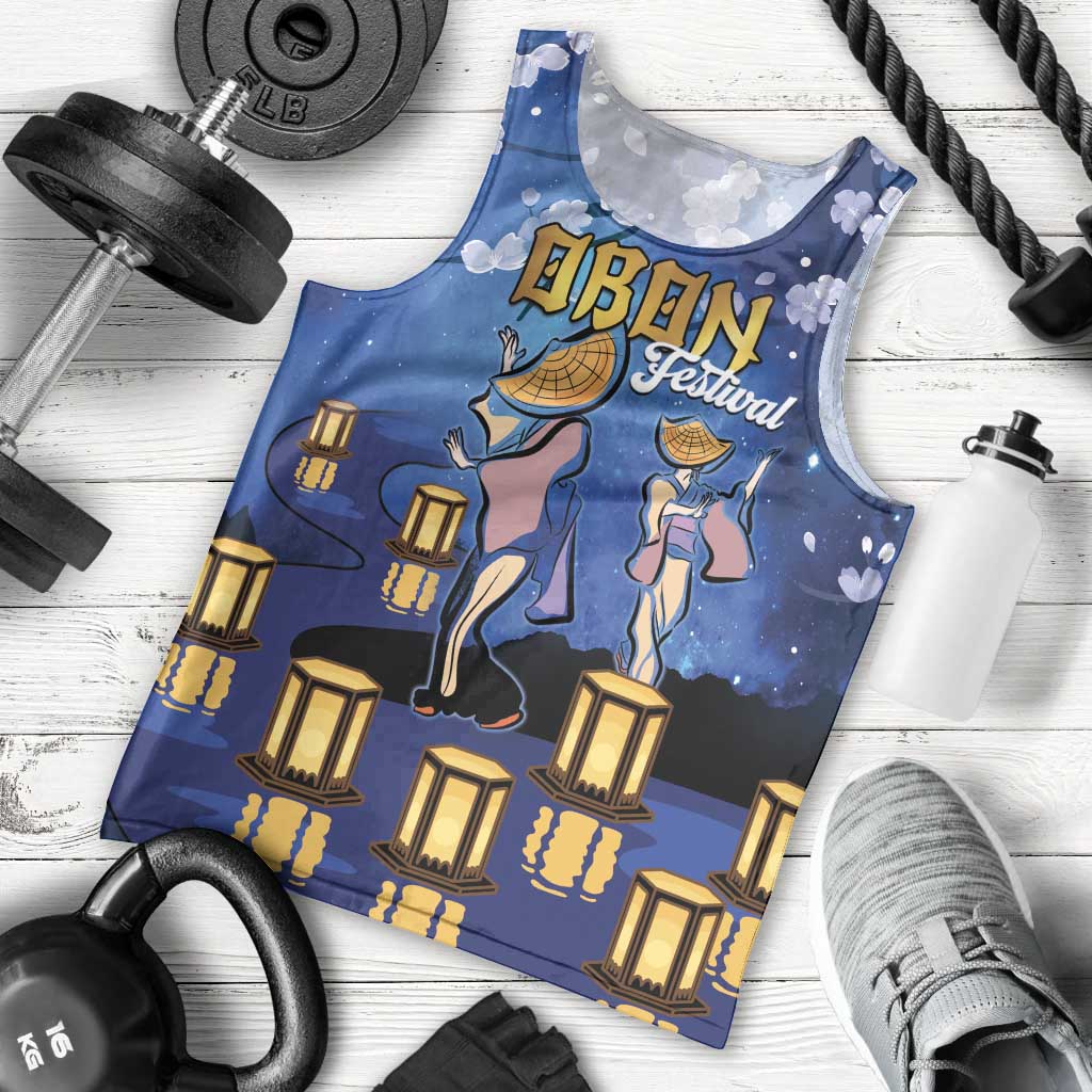Japan Obon Festival Men Tank Top Sakura Lanterns With Bon Dance - Polynesian Pride