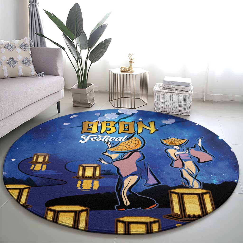 Japan Obon Festival Round Carpet Sakura Lanterns With Bon Dance - Polynesian Pride