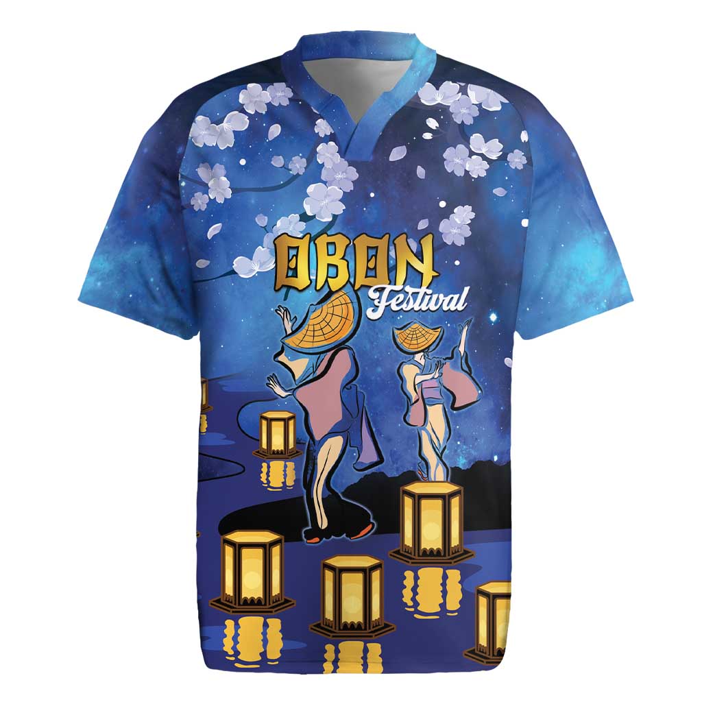 Japan Obon Festival Rugby Jersey Sakura Lanterns With Bon Dance - Polynesian Pride
