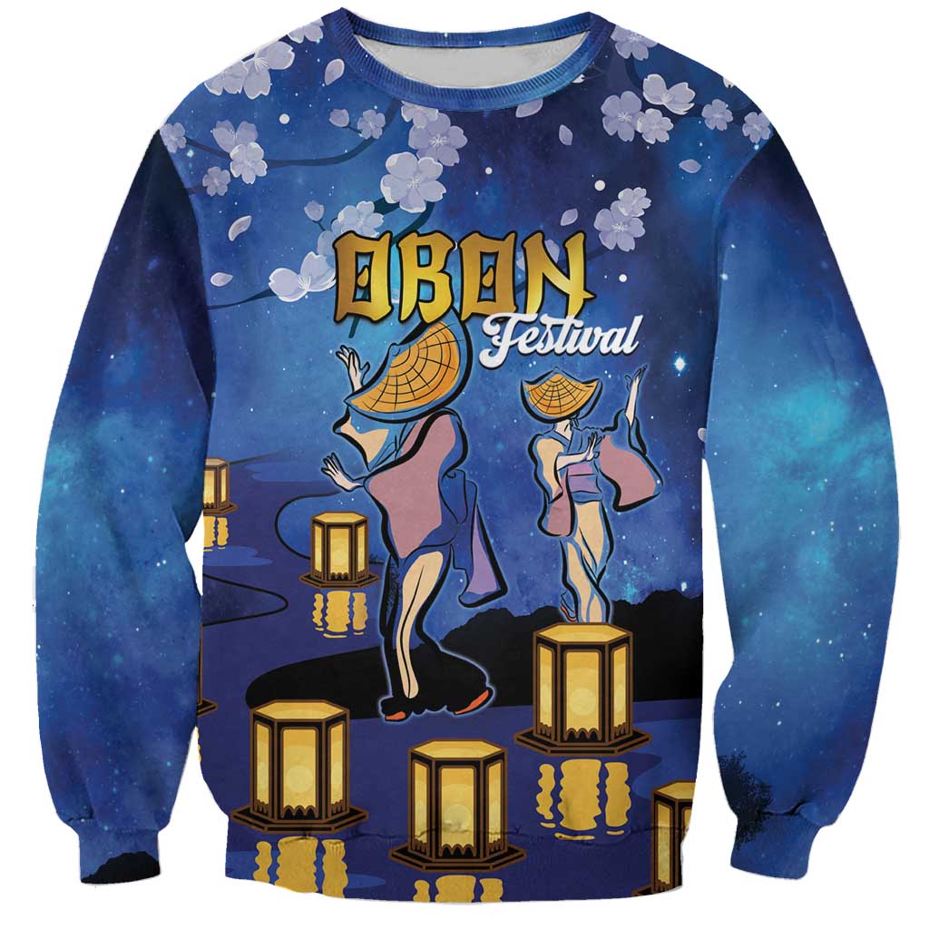 Japan Obon Festival Sweatshirt Sakura Lanterns With Bon Dance - Polynesian Pride