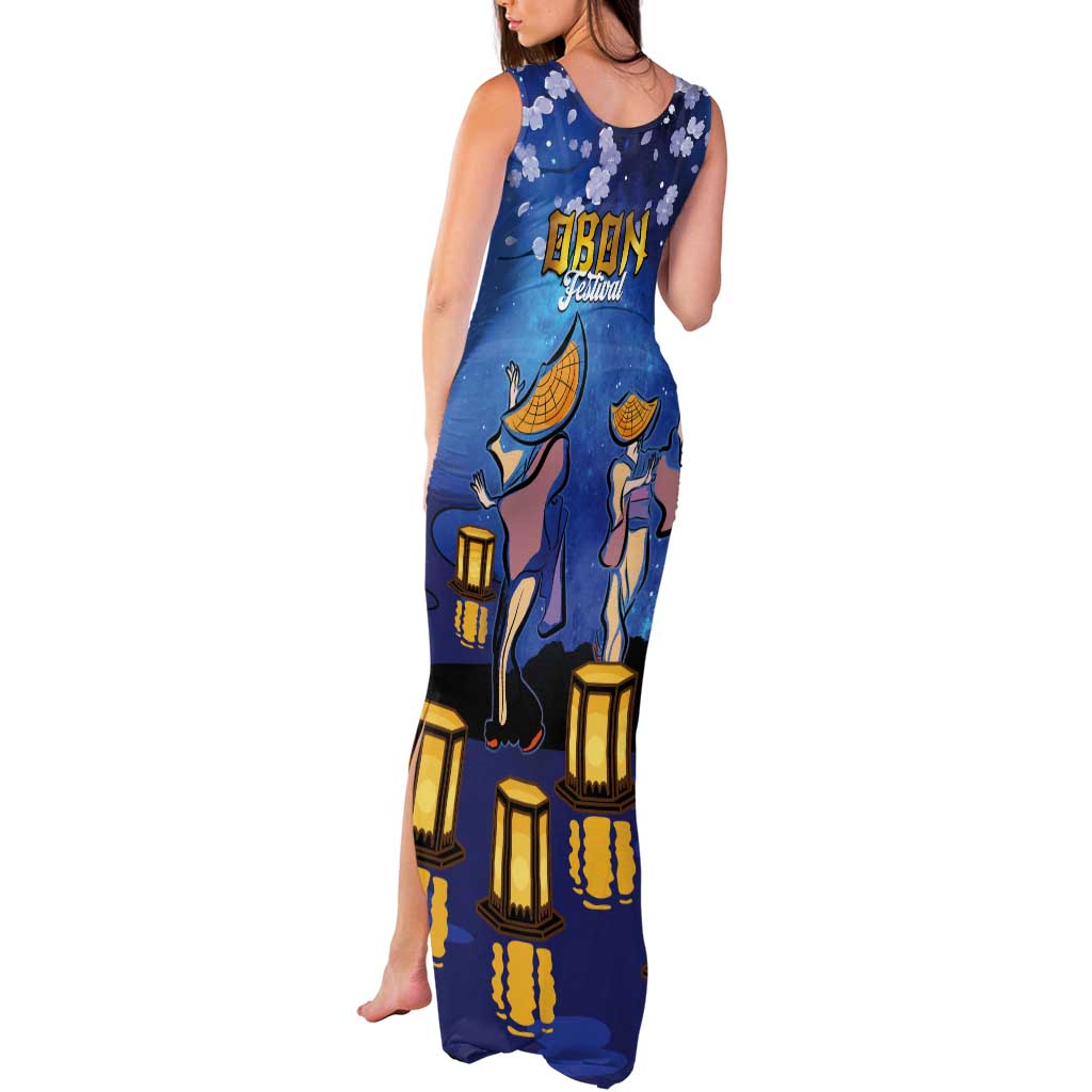 Japan Obon Festival Tank Maxi Dress Sakura Lanterns With Bon Dance - Polynesian Pride