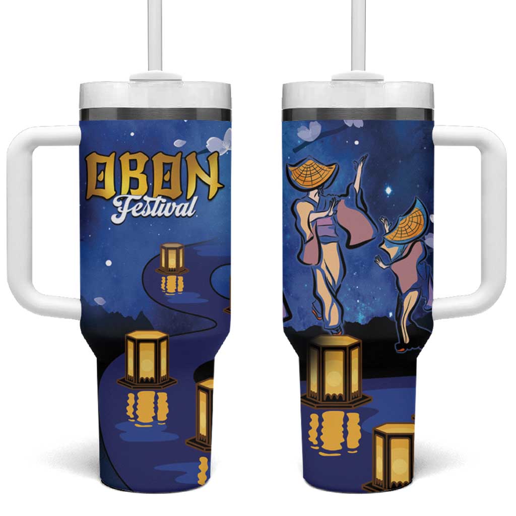 Japan Obon Festival Tumbler With Handle Sakura Lanterns With Bon Dance - Polynesian Pride