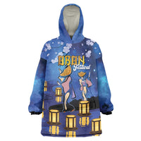 Japan Obon Festival Wearable Blanket Hoodie Sakura Lanterns With Bon Dance - Polynesian Pride