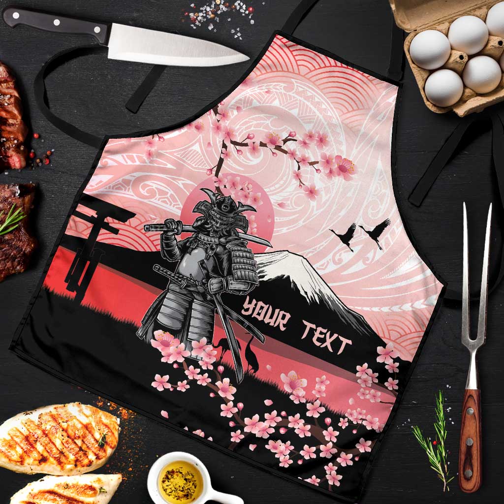 Personalised Japan Samurai Warrior Apron Japanese Cherry Blossom Polynesian Pattern - Polynesian Pride