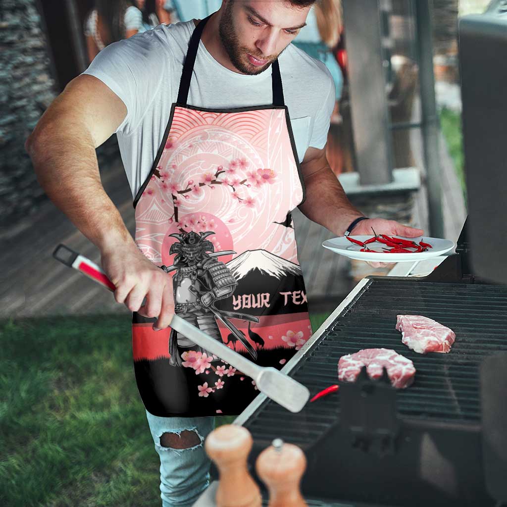 Personalised Japan Samurai Warrior Apron Japanese Cherry Blossom Polynesian Pattern - Polynesian Pride