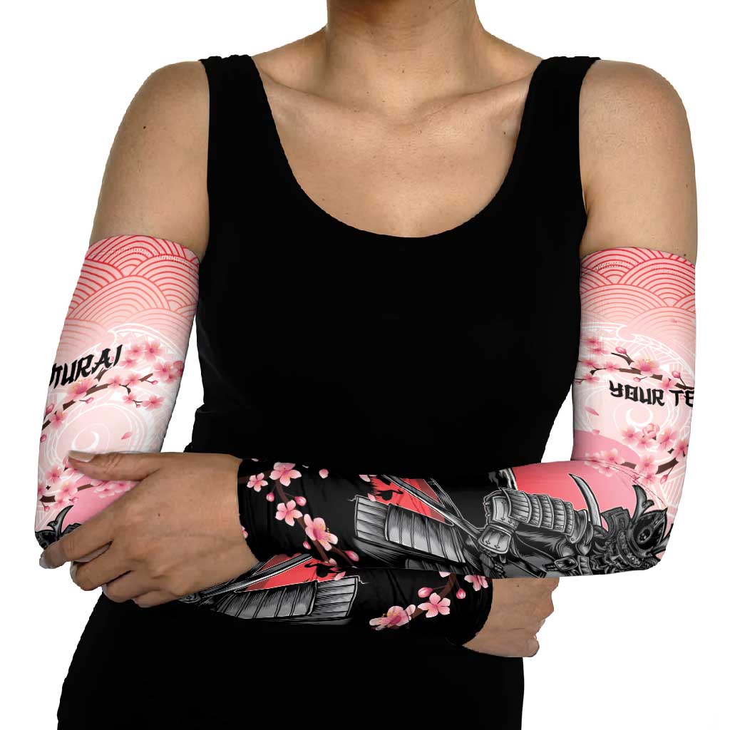 Personalised Japan Samurai Warrior Arm Sleeves Japanese Cherry Blossom Polynesian Pattern - Polynesian Pride