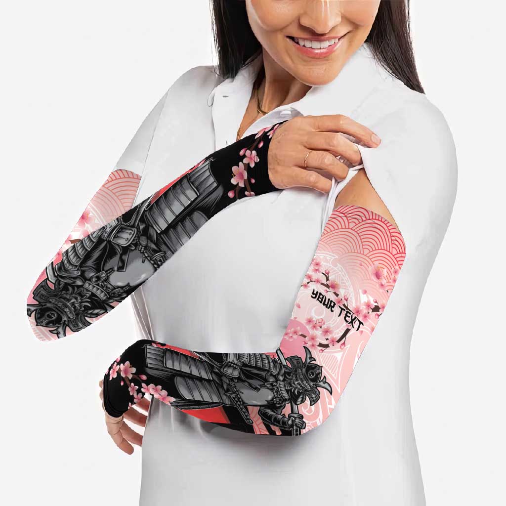Personalised Japan Samurai Warrior Arm Sleeves Japanese Cherry Blossom Polynesian Pattern - Polynesian Pride