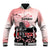 Personalised Japan Samurai Warrior Baseball Jacket Japanese Cherry Blossom Polynesian Pattern - Polynesian Pride