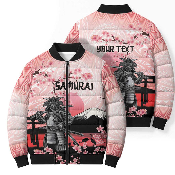 Personalised Japan Samurai Warrior Bomber Puffer Jacket Japanese Cherry ...