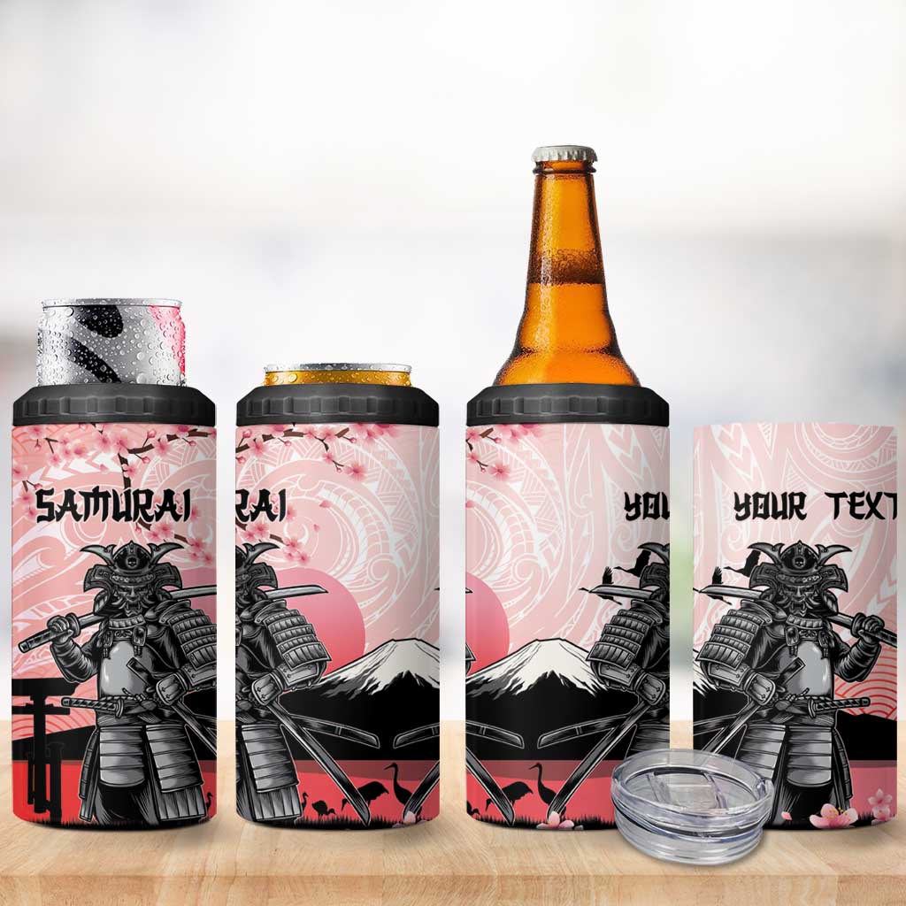 Personalised Japan Samurai Warrior 4 in 1 Can Cooler Tumbler Japanese Cherry Blossom Polynesian Pattern - Polynesian Pride