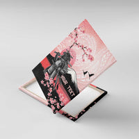 Personalised Japan Samurai Warrior Canvas Wall Art Japanese Cherry Blossom Polynesian Pattern - Polynesian Pride
