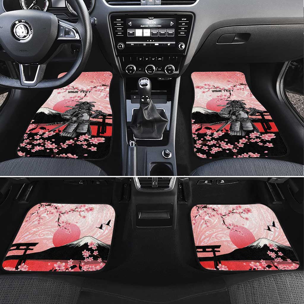 Personalised Japan Samurai Warrior Car Mats Japanese Cherry Blossom Polynesian Pattern - Polynesian Pride