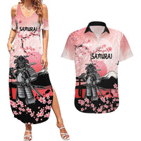 Personalised Japan Samurai Warrior Couples Matching Summer Maxi Dress and Hawaiian Shirt Japanese Cherry Blossom Polynesian Pattern - Polynesian Pride