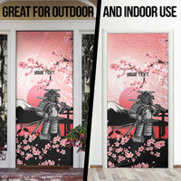 Personalised Japan Samurai Warrior Door Cover Japanese Cherry Blossom Polynesian Pattern - Polynesian Pride