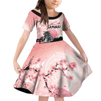 Personalised Japan Samurai Warrior Family Matching Off Shoulder Short Dress and Hawaiian Shirt Japanese Cherry Blossom Polynesian Pattern - Polynesian Pride