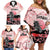 Personalised Japan Samurai Warrior Family Matching Off Shoulder Short Dress and Hawaiian Shirt Japanese Cherry Blossom Polynesian Pattern - Polynesian Pride