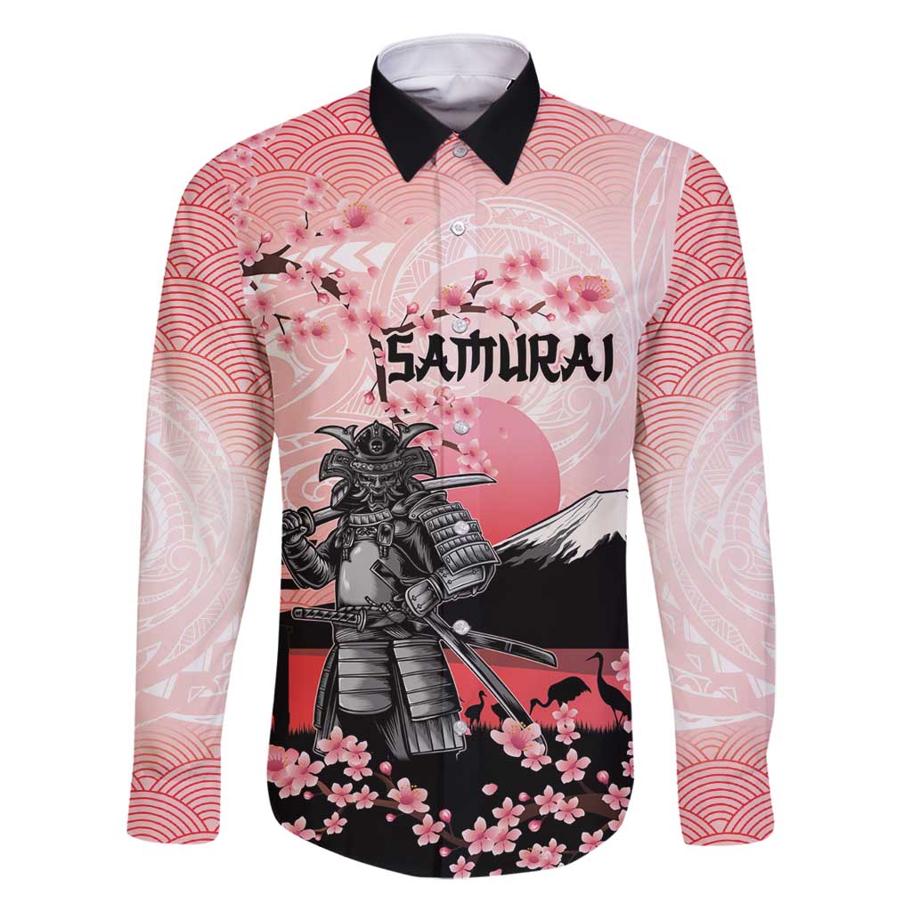 Personalised Japan Samurai Warrior Family Matching Summer Maxi Dress and Hawaiian Shirt Japanese Cherry Blossom Polynesian Pattern - Polynesian Pride