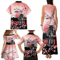 Personalised Japan Samurai Warrior Family Matching Tank Maxi Dress and Hawaiian Shirt Japanese Cherry Blossom Polynesian Pattern - Polynesian Pride