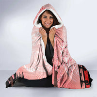 Personalised Japan Samurai Warrior Hooded Blanket Japanese Cherry Blossom Polynesian Pattern - Polynesian Pride