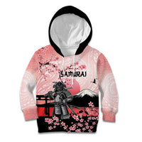Personalised Japan Samurai Warrior Kid Hoodie Japanese Cherry Blossom Polynesian Pattern - Polynesian Pride