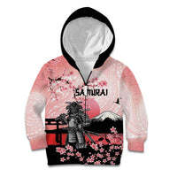 Personalised Japan Samurai Warrior Kid Hoodie Japanese Cherry Blossom Polynesian Pattern - Polynesian Pride