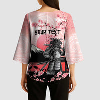 Personalised Japan Samurai Warrior Kimono Sleeve Blouse Japanese Cherry Blossom Polynesian Pattern - Polynesian Pride