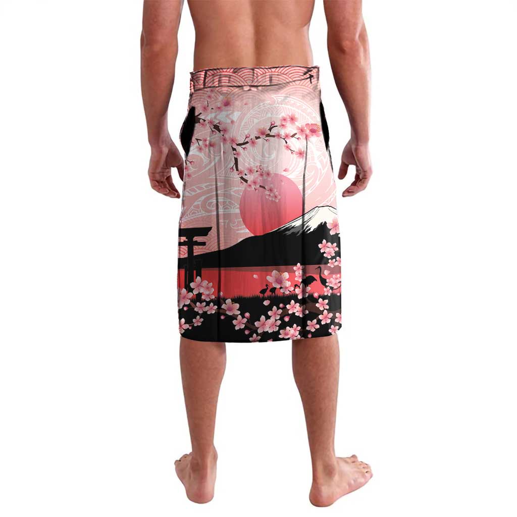 Personalised Japan Samurai Warrior Lavalava Japanese Cherry Blossom Polynesian Pattern - Polynesian Pride